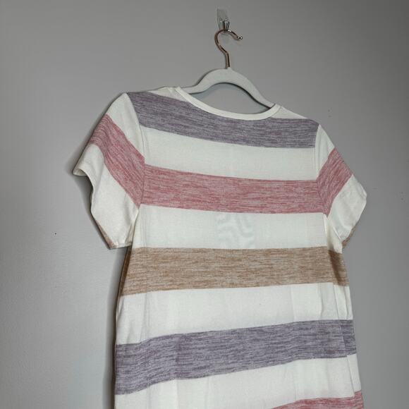 Market & Spruce Multicolor Stripe Short Sleeve Crewneck Tee NWT Small Petite - Picture 6 of 9